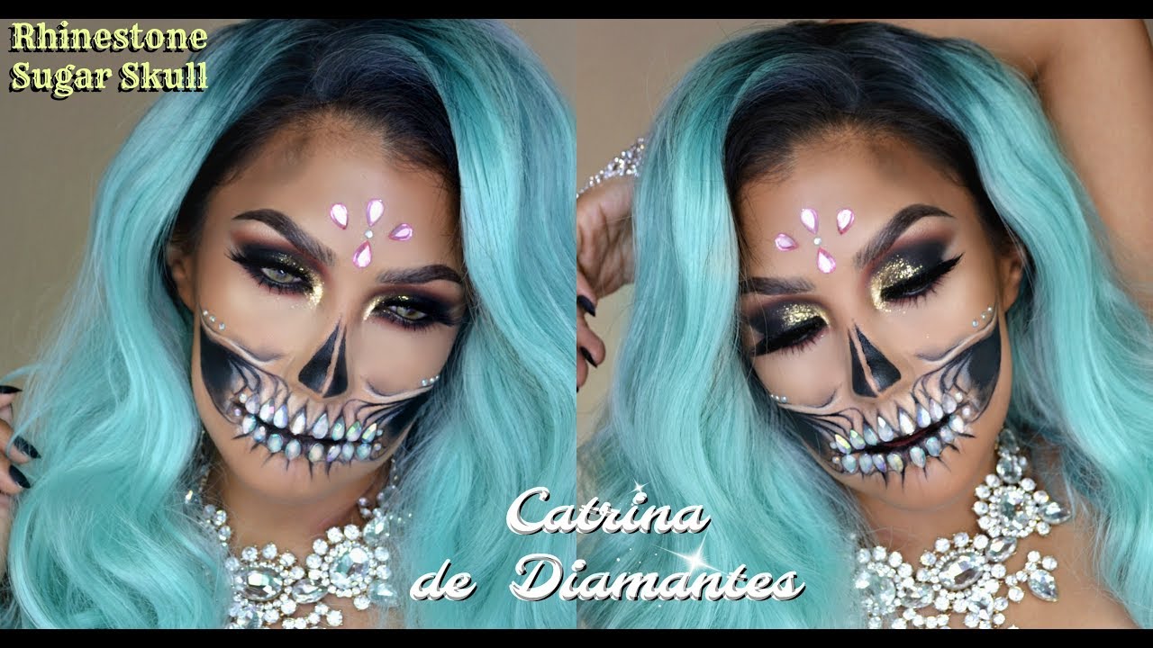 💀 Catrina de Diamantes y Oro / 🎃 Rhinestone Sugar Skull | auroramakeup