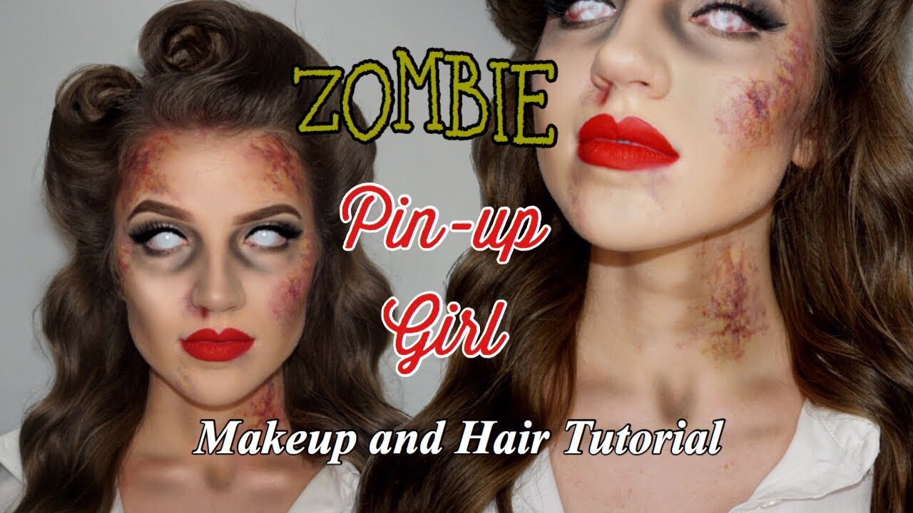 ZOMBIE-PIN-UP GIRL HALLOWEEN MAKEUP AND HAIR TUTORIAL / GRWM (HOW TO DO BRUISE MAKEUP)