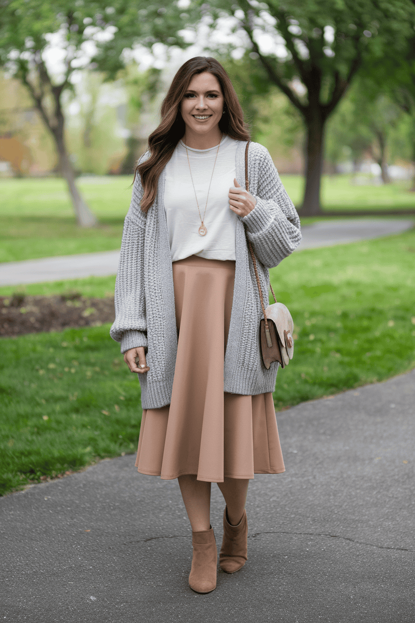 Young woman in a park strolls amidst lush greenery, showcasing stylish and comfortable outdoor fashion.