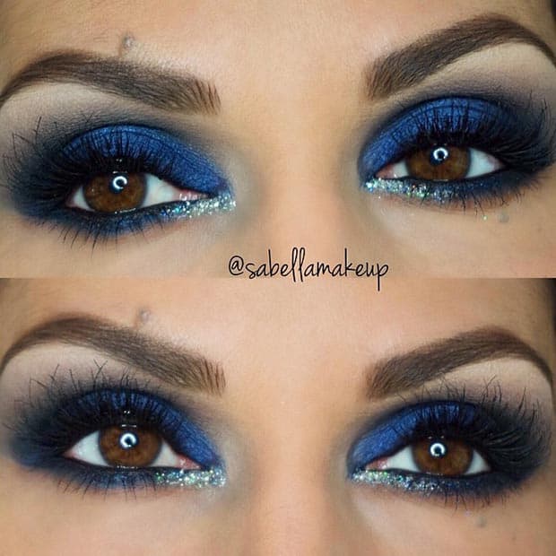 Blue Eyeshadow Makeup Look for Brown Eyes