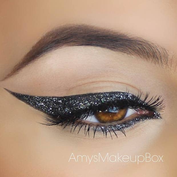 Black & Silver Glitter Eyeliner