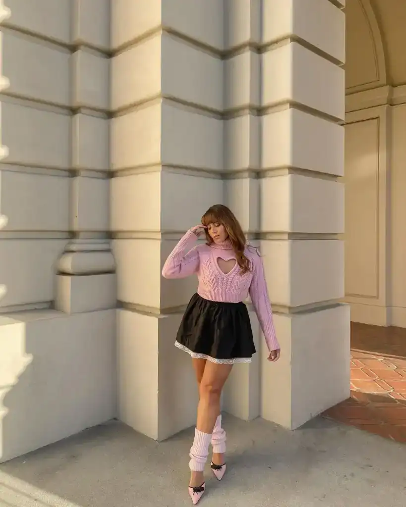black and pink balletcore outfit