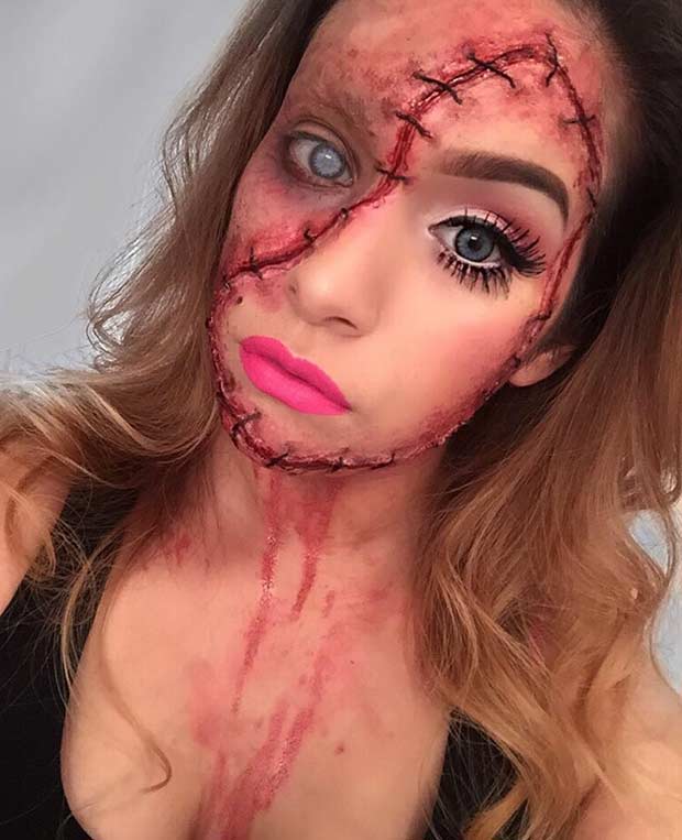 Sew In Scary Halloween Makeup
