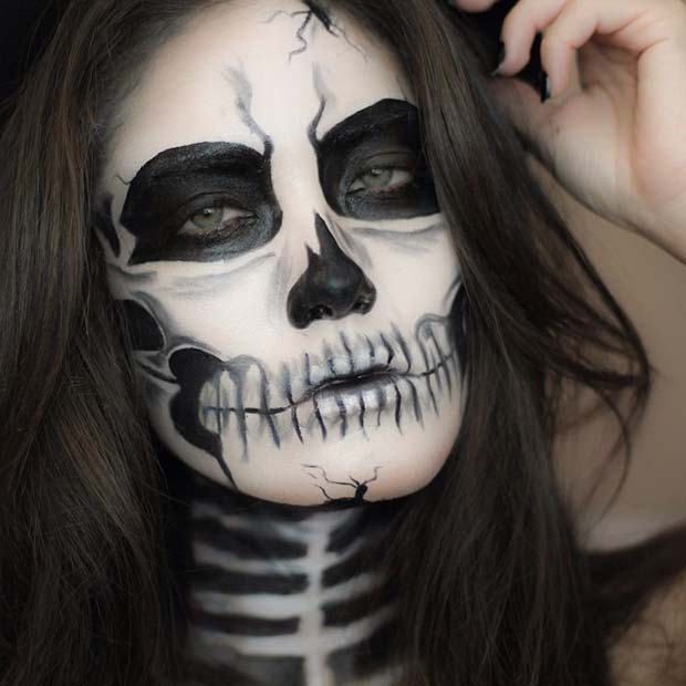 Spooky Skeleton for Creepy Halloween Makeup Ideas
