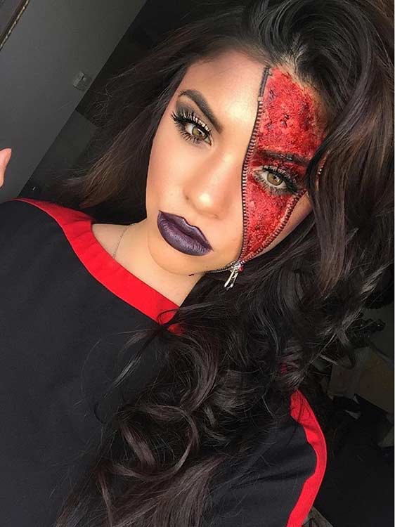 Unzipped Zipper Halloween Makeup Look