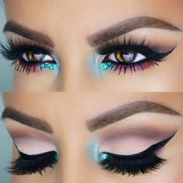 Turquoise Inner Corner Eye Makeup Look
