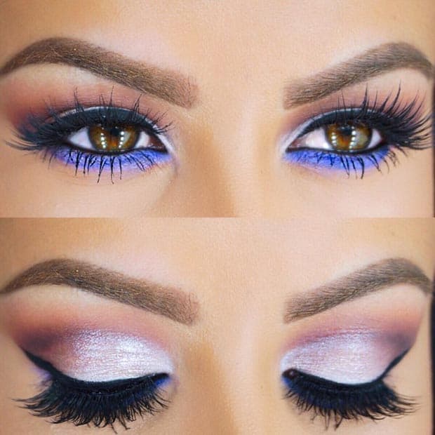 Silver Eyes with Purple Under  Eye Makeup