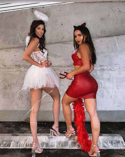 Angel and a Devil College Halloween Costumes
