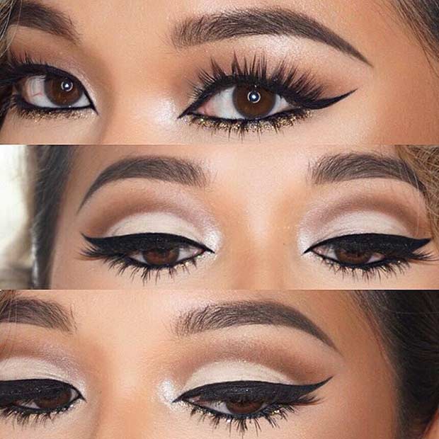 Gold Glitter Lower Lash Line Makeup Idea