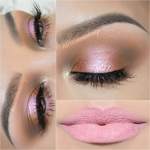 Pink and Rose Gold Wedding Eye Makeup Look
