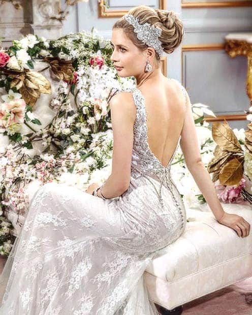 Backless Wedding Gown with Lace Details