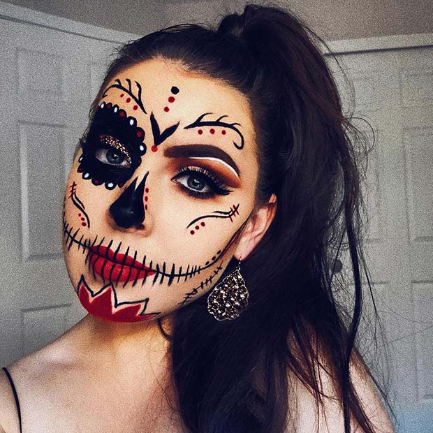 Beautiful Black and Red Sugar Skull
