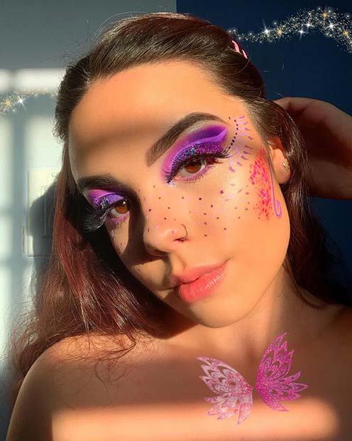 Beautiful Purple Makeup Idea for Halloween