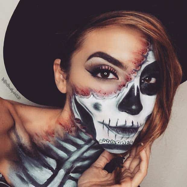 Scary Skeleton Makeup Look for Halloween