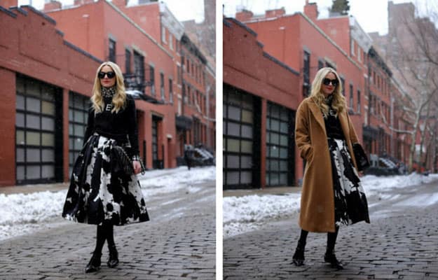 Black and White Midi Skirt Outfit
