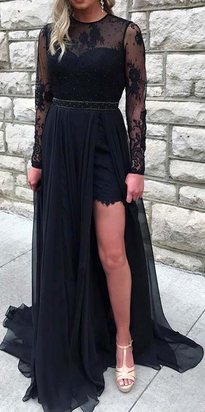 Black Lace Prom Dress