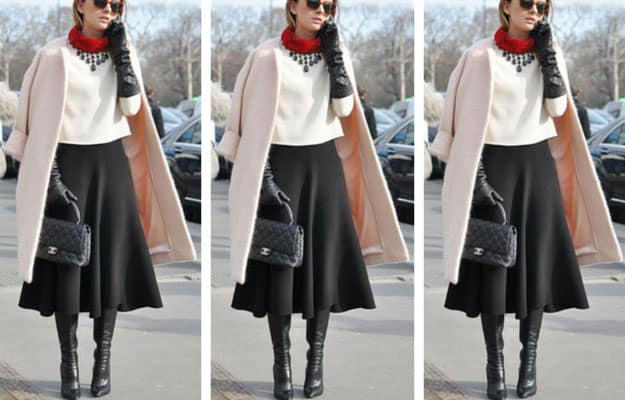 Black Midi Skirt Overknee Boots Outfit