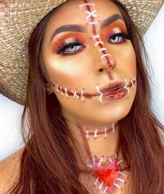 Bloody Stitches Scarecrow Makeup