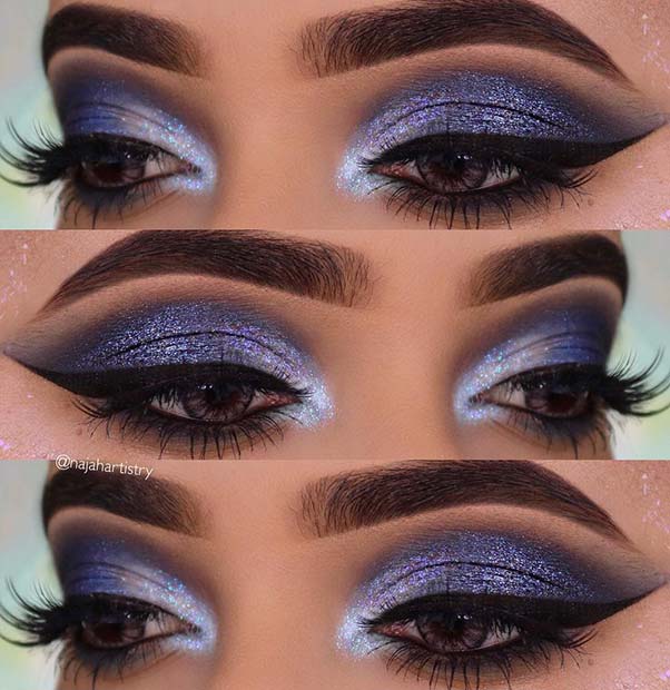 Bold Blue Eye Makeup for NYE