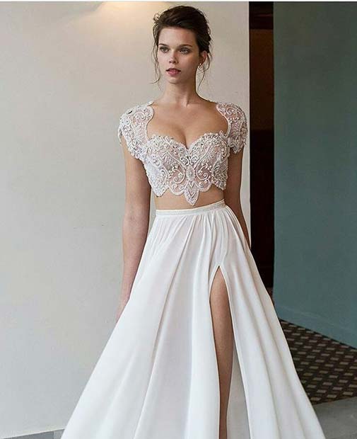 Crop Top and Skirt Wedding Dress
