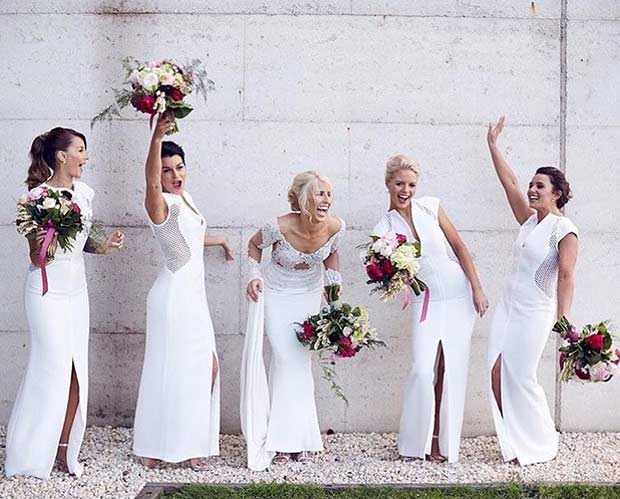 Long White Bridesmaid Dresses