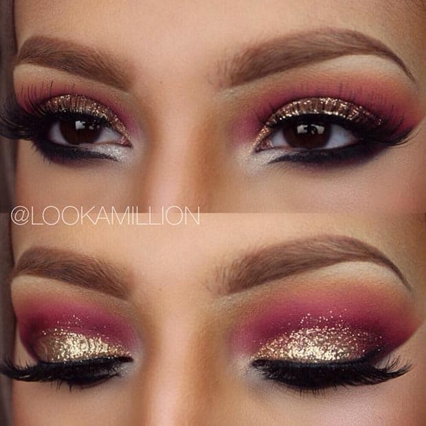 Gold and Pink Eye Makeup Look