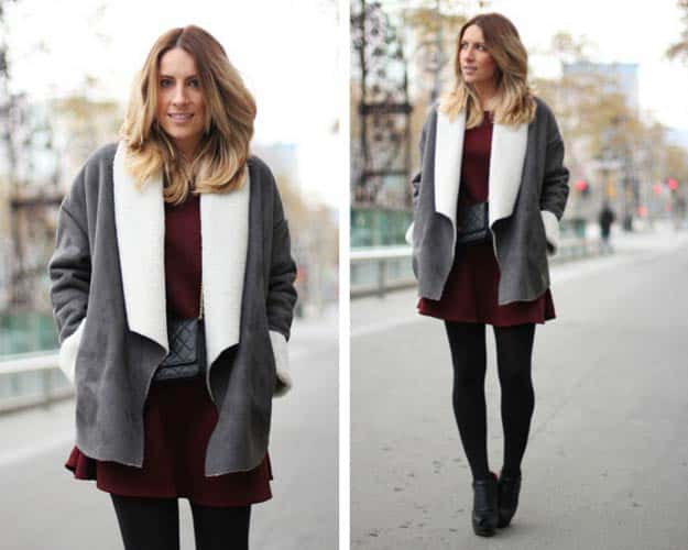 Burgundy Dress Winter Outfit