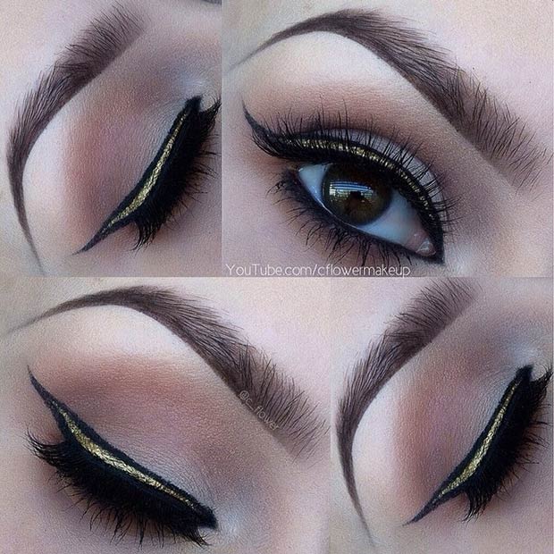 Gold & Black Eyeliner Look