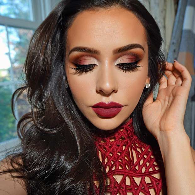 Matte Brown Eye Makeup Look for a Christmas Party