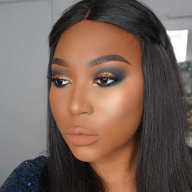 Black and Gold Smokey Eye for Black Women