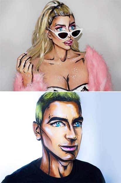 Cartoon Barbie and Ken Makeup Ideas