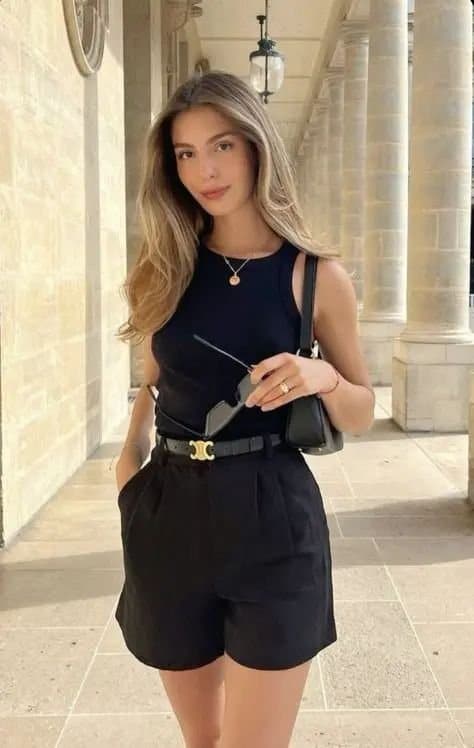 Chic Black Top and Shorts