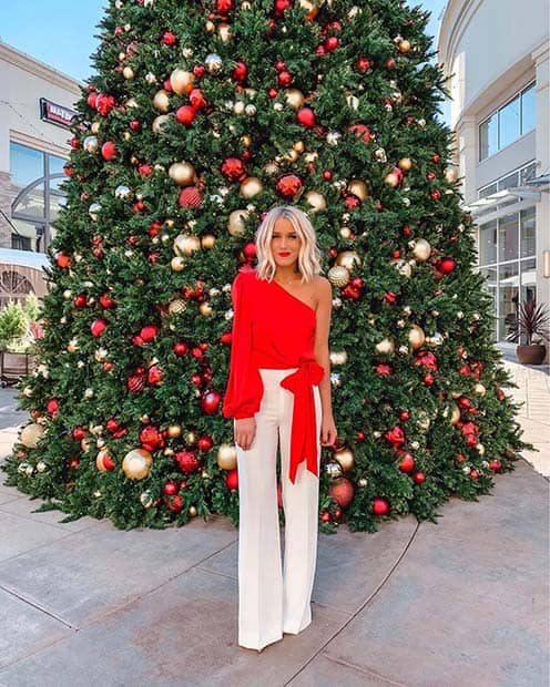 Chic Red and White Christmas Outfit