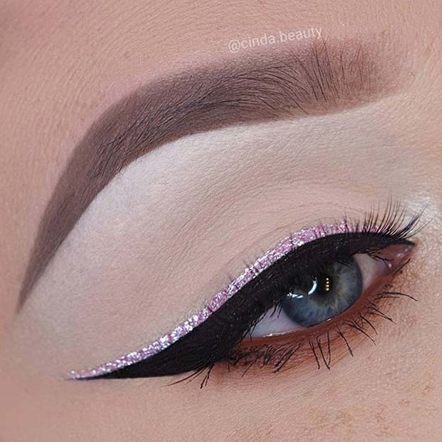 Pink Glitter Winged Liner