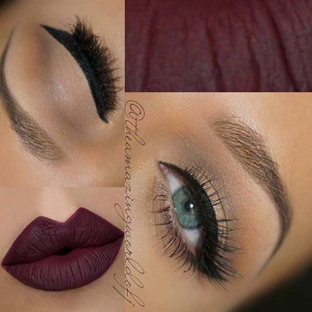 Classic Eyeliner with Dark Bold Lips