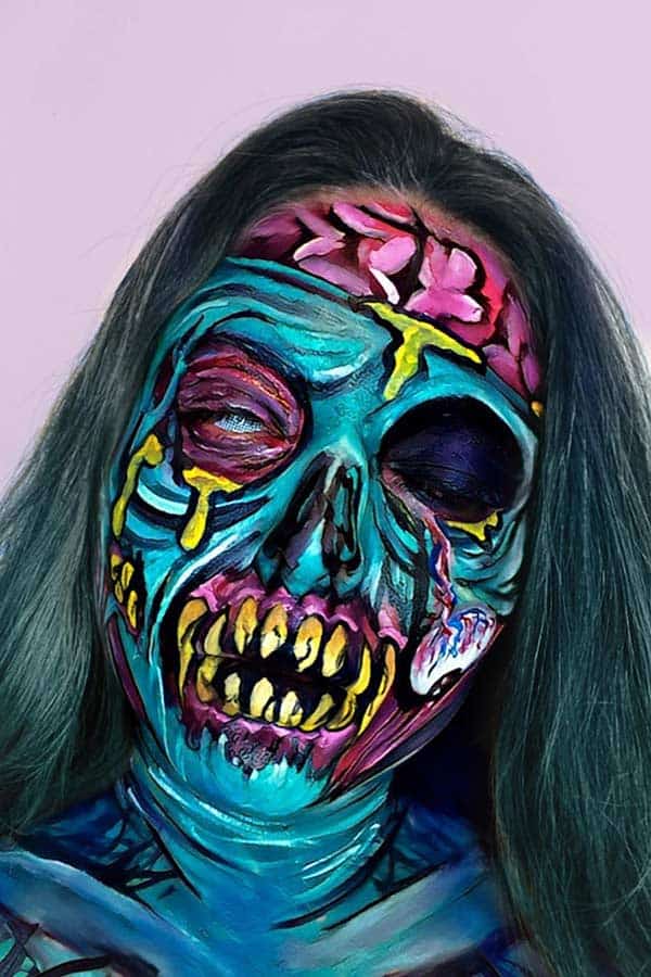 Colorful Zombie Makeup Look