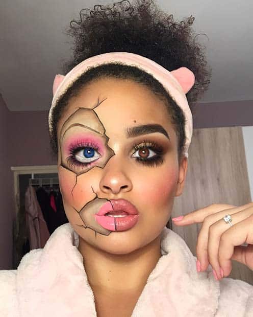 Cracked Doll Halloween Makeup