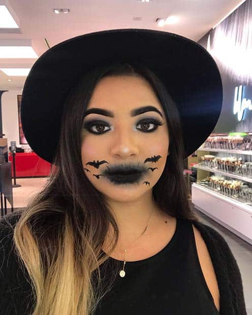 Creepy Bat Makeup on the Lips