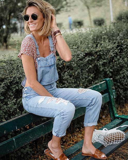 Cute Denim Overalls Outfit Idea