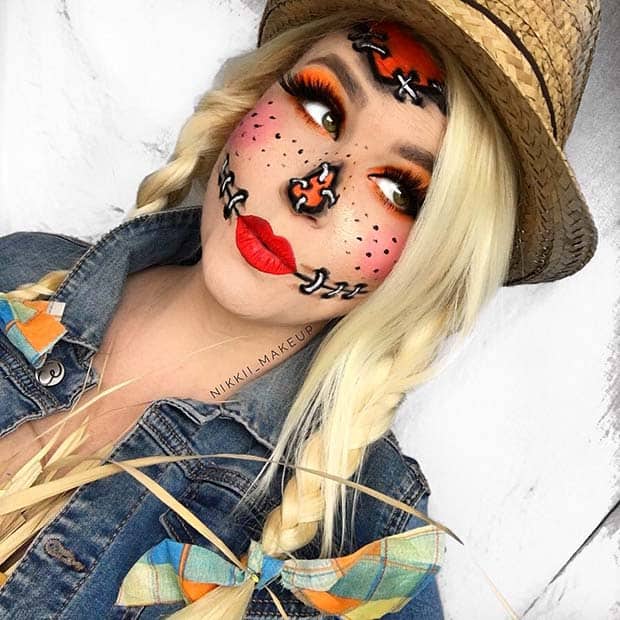 Pretty Scarecrow Makeup Idea