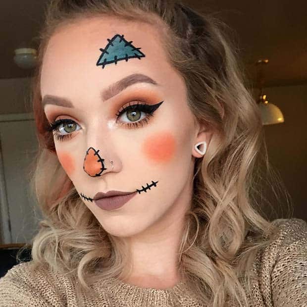 Easy DIY Scarecrow Halloween Makeup