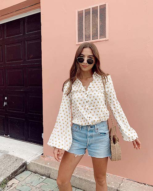 Cute Shirt and Denim Shorts