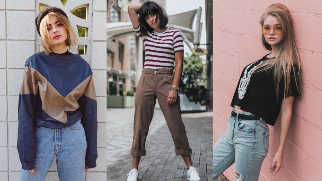 Trendy tomboy outfits for women featuring jeans, plaid pants, graphic tees, and casual street style.