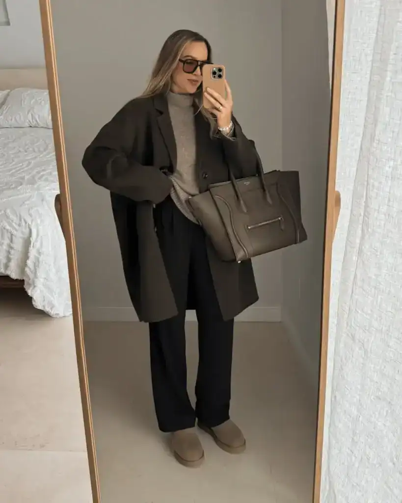 dark moss green old money winter outfit