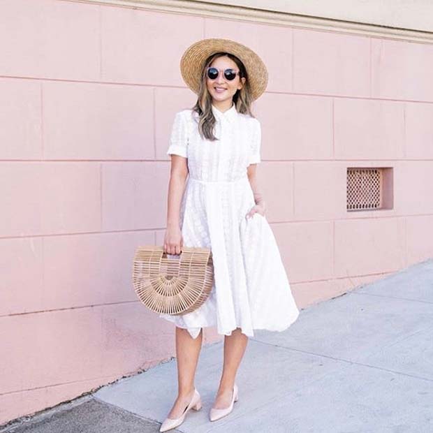White Dress for Spring 2017 Women's Outfit Idea