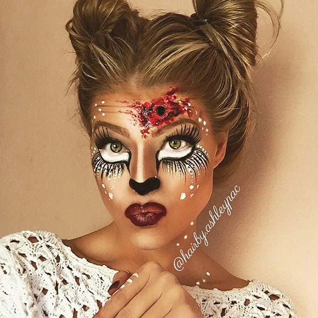 Deer Makeup with a Wound