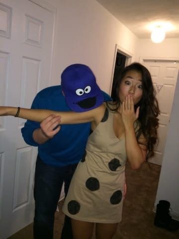 diy best couple costumes halloween cookie monster with a cute cookie