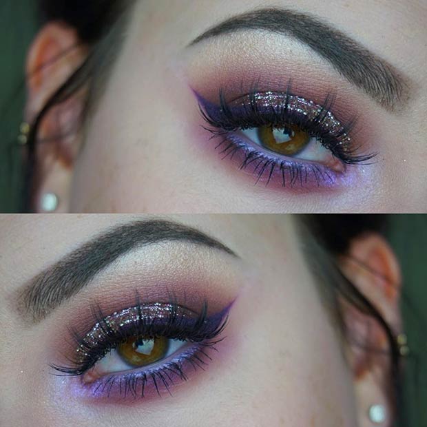 Glittery Purple Smokey Eye for Brown Eyes