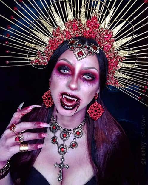 Dramatic Vampire Makeup and Costume Idea