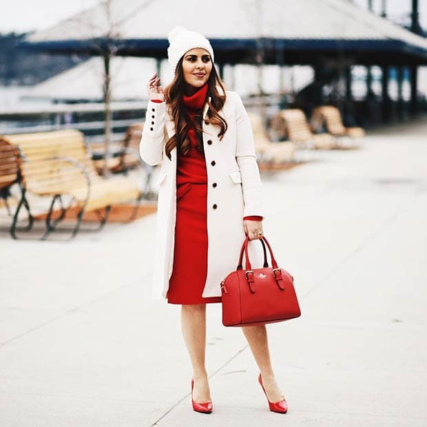 White and Red Christmas Outfit Idea
